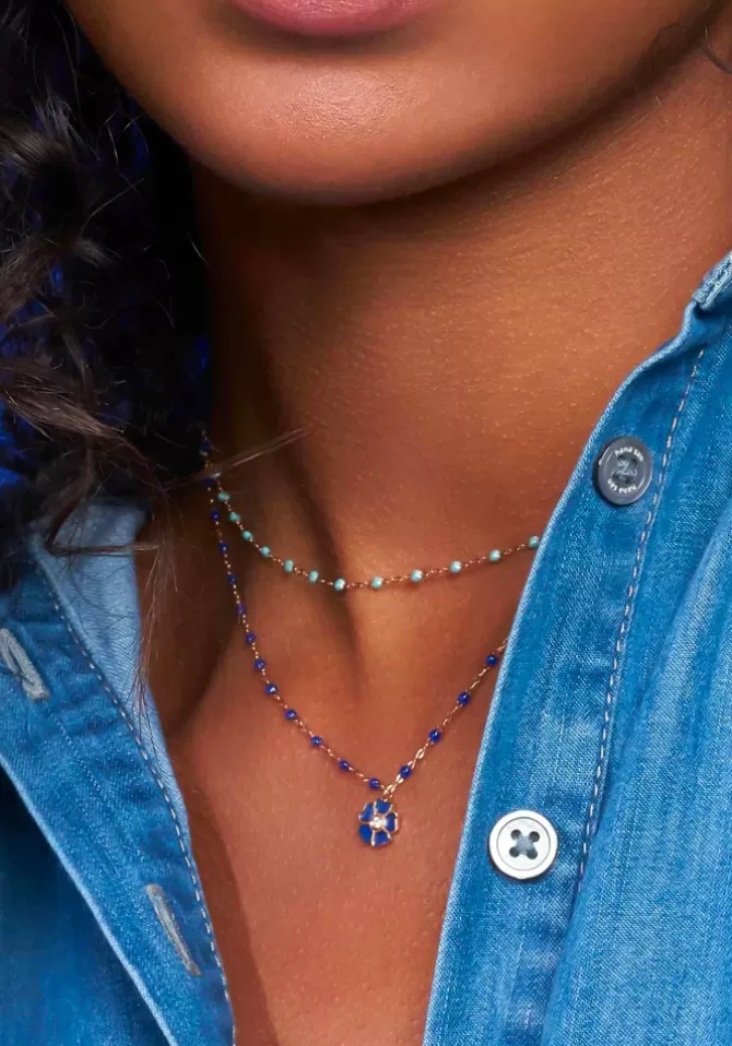 Gigi Clozeau Collier Fleur Or Rose Diamant Et Résines Jade 42cm Clearance