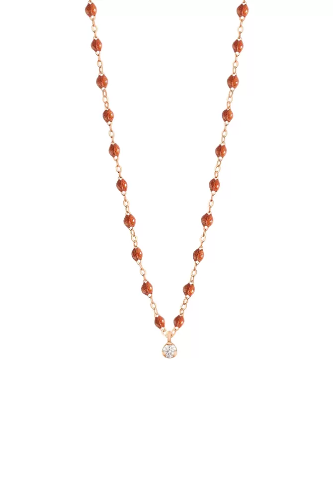Gigi Clozeau Collier Gigi Suprême Or Rose Diamant Et Résines Fauve 42cm Best