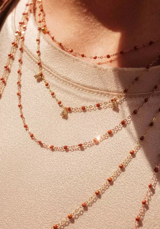 Gigi Clozeau Collier Gigi Suprême Or Rose Diamant Et Résines Fauve 42cm Best
