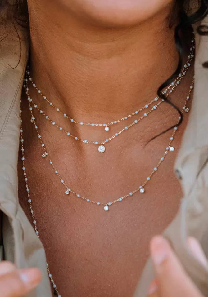 Gigi Clozeau Collier Gigi Suprême Or Rose Diamant Et Résines Opale 42cm Shop