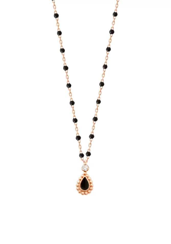 Gigi Clozeau Collier Lucky Cashmere Or Rose Diamant Et Résines Noir 42cm Online
