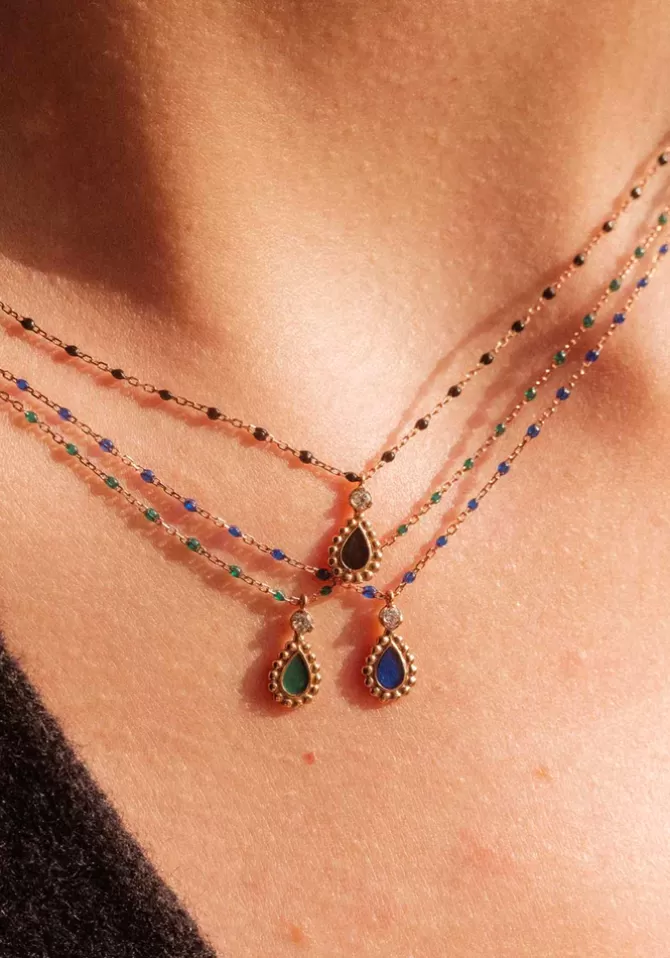 Gigi Clozeau Collier Lucky Cashmere Or Rose Diamant Et Résines Noir 42cm Online