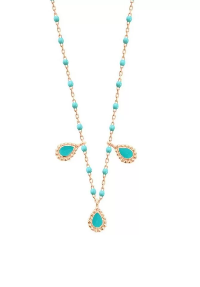 Gigi Clozeau Collier Lucky Cashmere Or Rose Et Résine Turquoise Vert 42cm Best