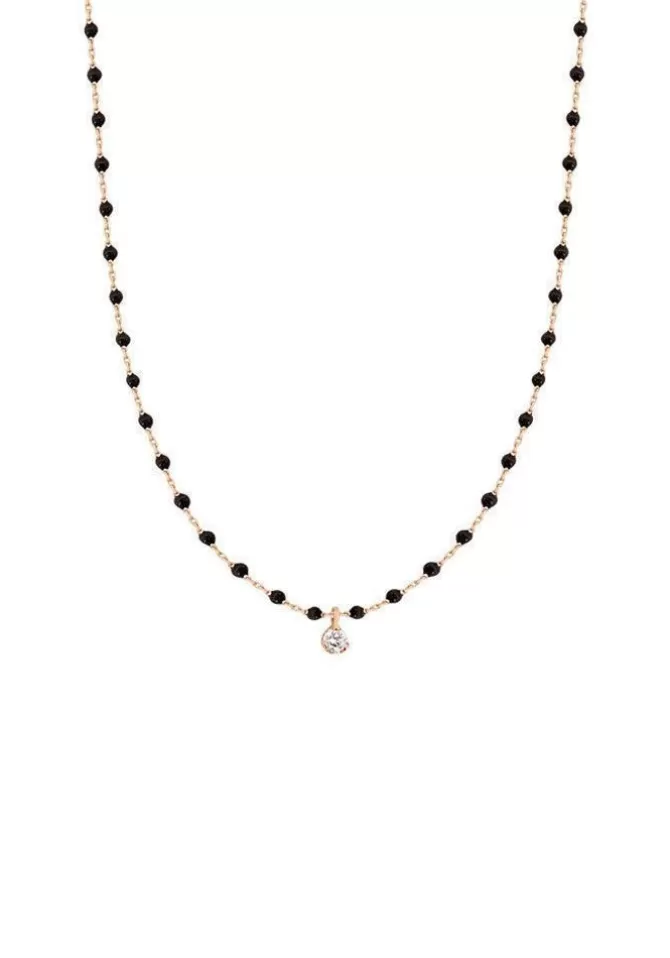 Gigi Clozeau Collier Mini Gigi Or Rose Diamant Et Résines Noir 40cm Online