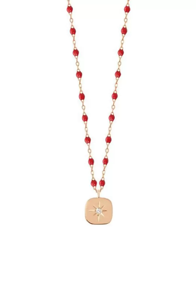 Gigi Clozeau Collier Miss Gigi Or Rose Diamant Et Résines Coquelicot 42cm Flash Sale
