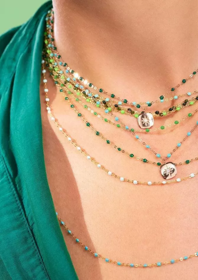 Gigi Clozeau Collier Miss Gigi Or Rose Diamant Et Résines Coquelicot 42cm Flash Sale