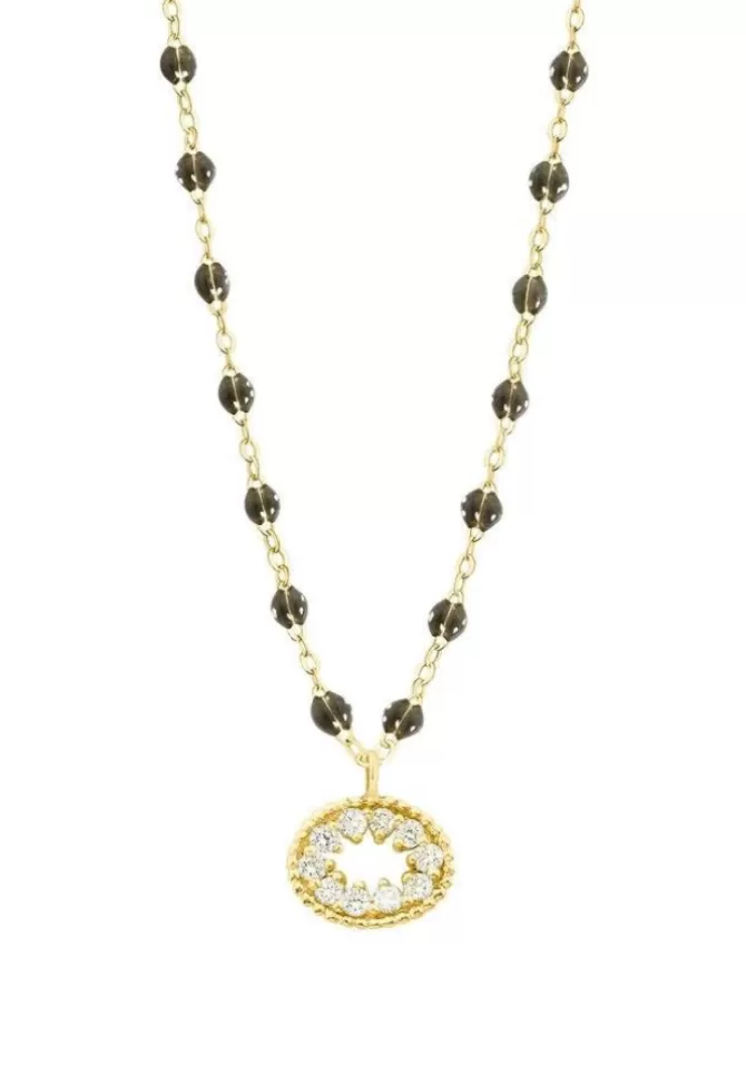 Gigi Clozeau Collier Oeil De Pirate Or Jaune Diamants Et Résines Noir 42cm Flash Sale