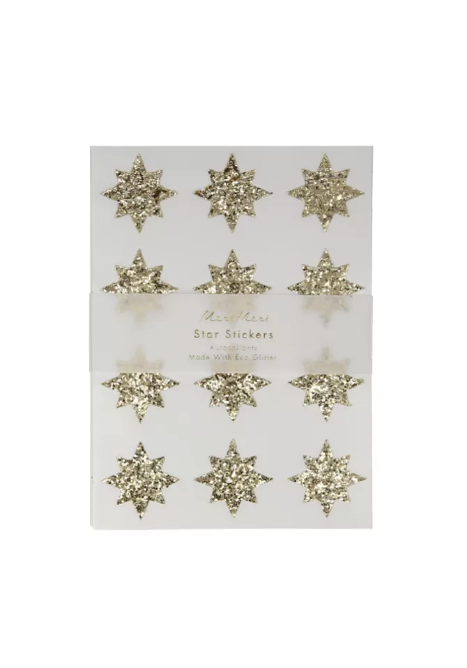 Meri Meri 8 Feuilles De Stickers Etoiles 8 Branches Paillettes Dorees Best