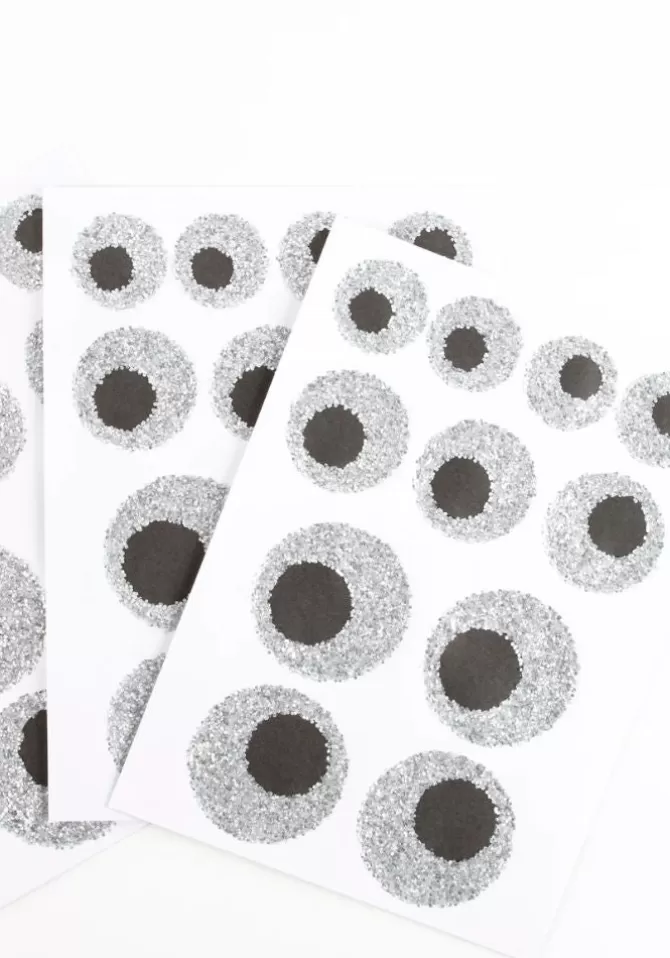 Meri Meri 8 Feuilles De Stickers Oeil Paillettes Argent Et Noir Shop