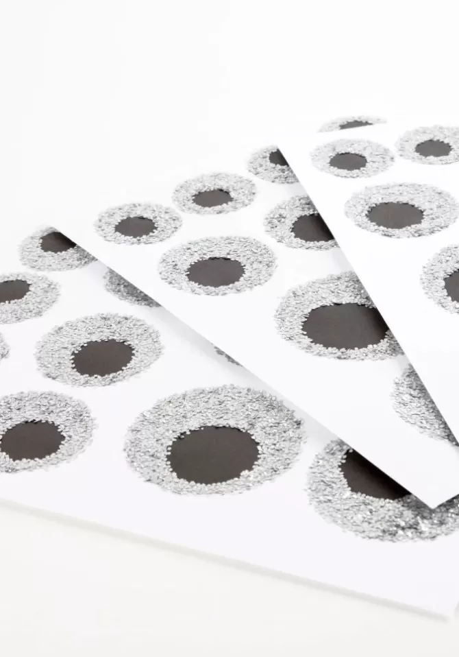 Meri Meri 8 Feuilles De Stickers Oeil Paillettes Argent Et Noir Shop