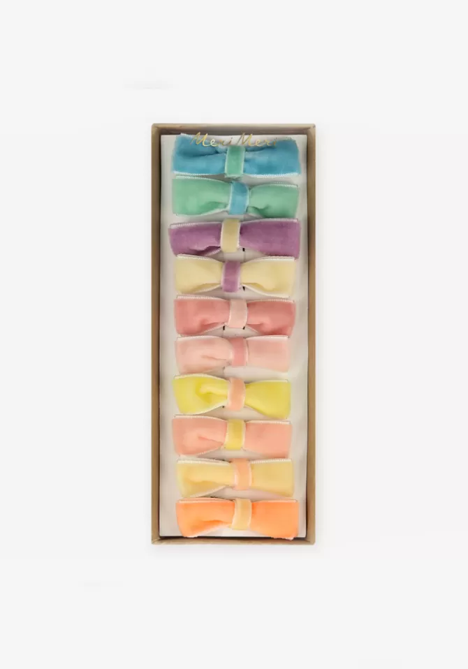 Meri Meri Lot De 10 Barrettes Mini Noeuds Velours Pastel Flash Sale