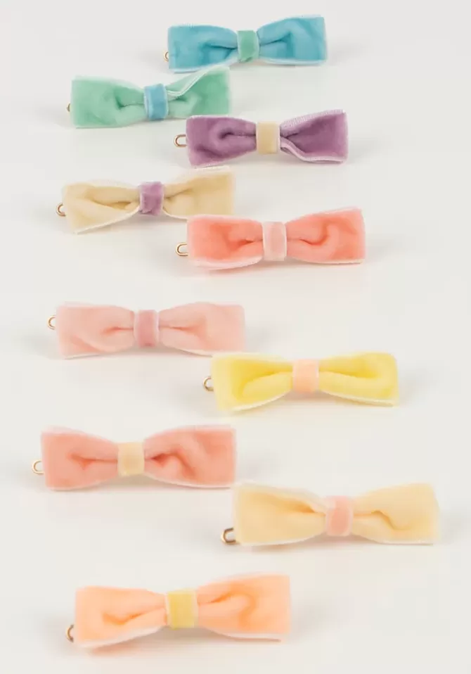 Meri Meri Lot De 10 Barrettes Mini Noeuds Velours Pastel Flash Sale