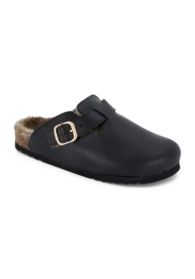 Scholl Mules Fae New Leather Et Mouton Noir Store