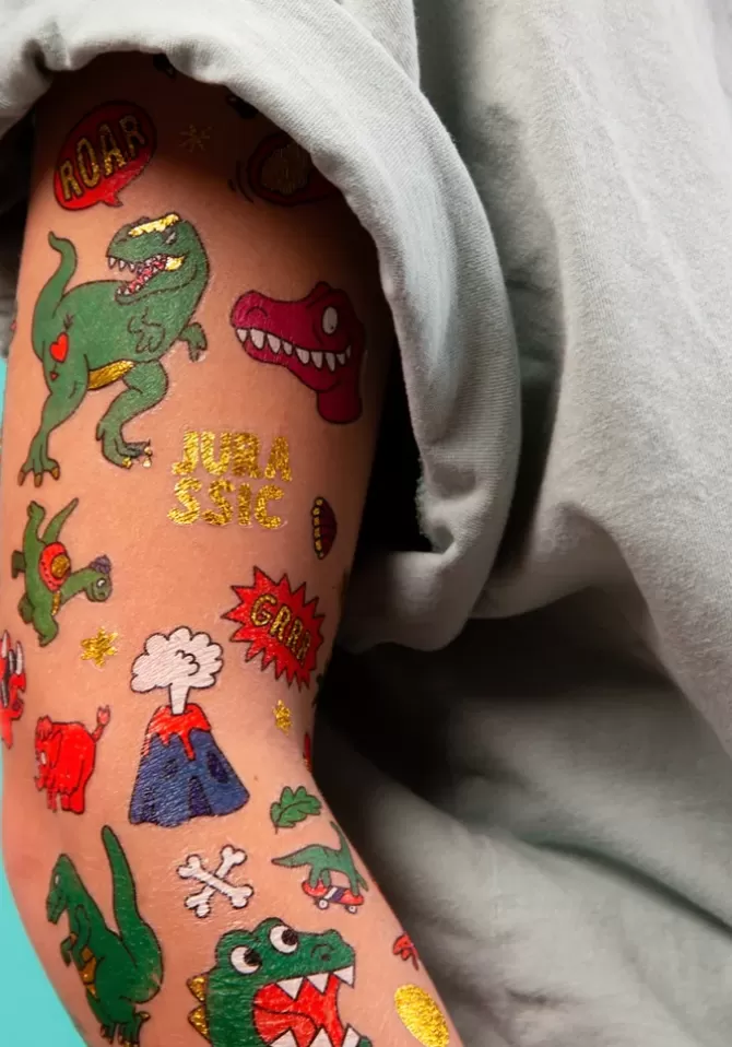 Omy Pochette De 50 Tatouages Temporaires Dinos Clearance