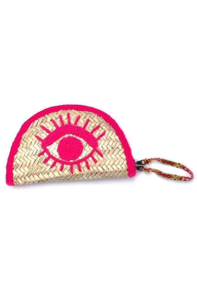 Blush Pochette Oeil En Osier Rose Fluo Store