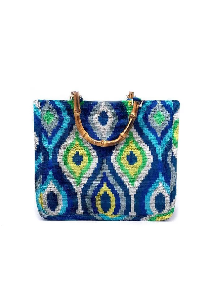 Blush Sélection Maroquinerie Sac Gigi Cabas Motifs Vagues Bleu Jaune Et Vert Best Sale