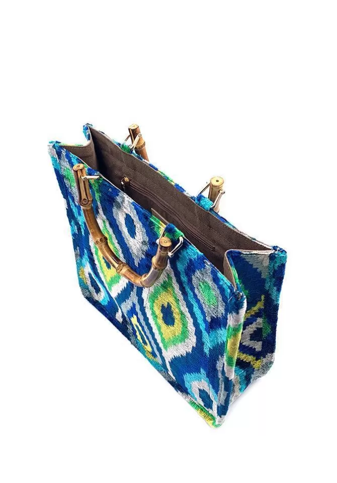 Blush Sélection Maroquinerie Sac Gigi Cabas Motifs Vagues Bleu Jaune Et Vert Best Sale