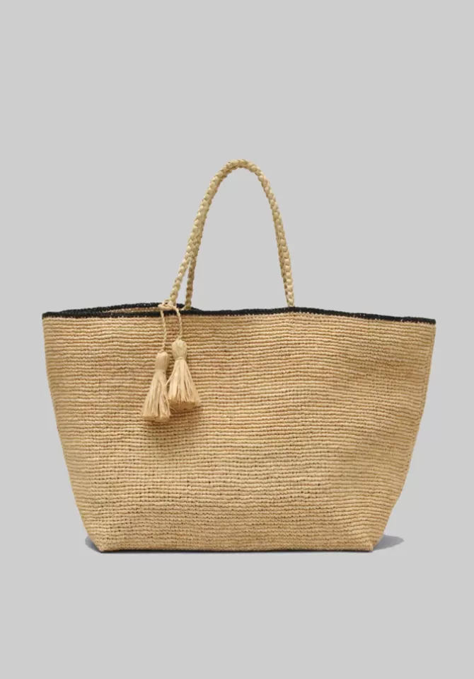 Maison N.H Paris Sac Rose Marie Grand Naturel Et Noir Best Sale