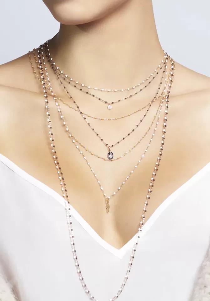 Gigi Clozeau Sautoir Classique Gigi Or Rose Et Résines Quartz 86cm Cheap