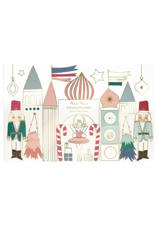 Meri Meri 8 Sets De Tables A Colorier Nutcracker Blanc Et Doré New